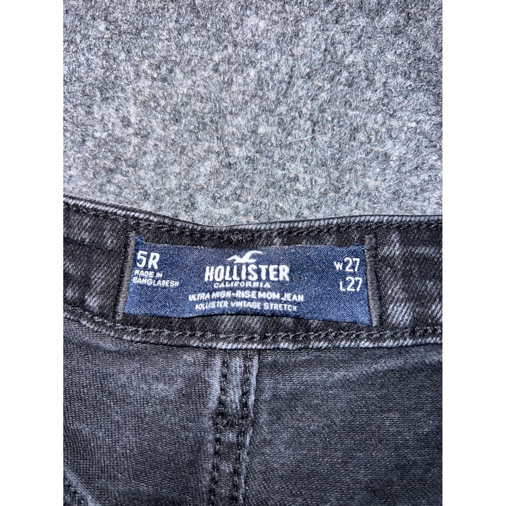 Hollister Ultra High-Rise Mom Jeans Black Vintage Stretch Size 5R W27 L27 - Picture 4 of 7